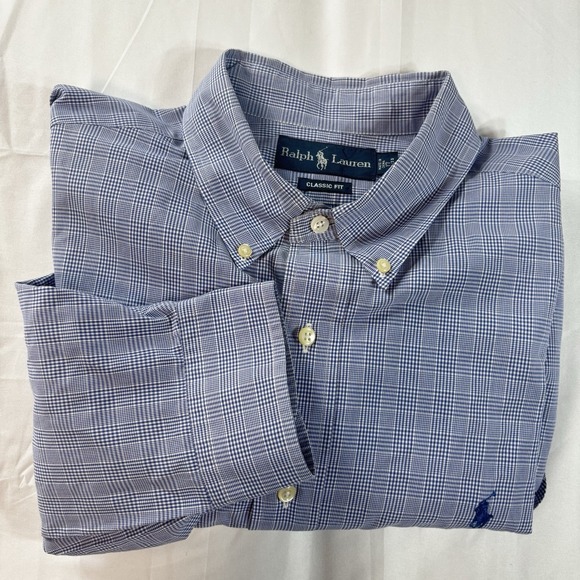 Ralph Lauren Other - Ralph Lauren Men's Shirt Long Sleeve Button Down Blue Check Classic Fit 17 32/33